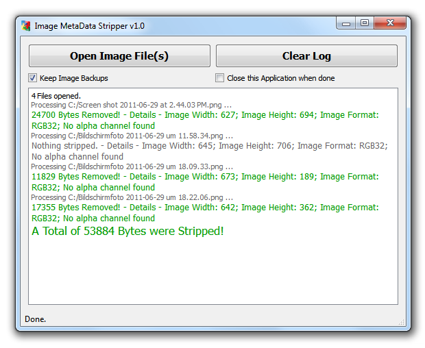 Image MetaData Stripper Screenshot